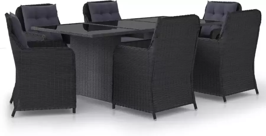 VIDAXL 7-delige Tuinset poly rattan zwart - Foto 4