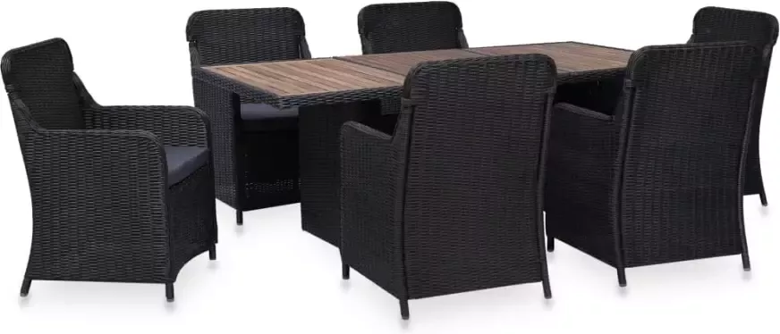 VIDAXL 7-delige Tuinset poly rattan zwart - Foto 4