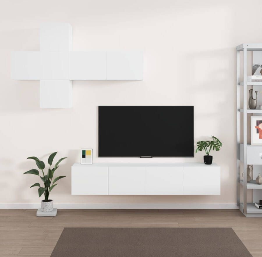 VidaXL -7-delige-Tv-meubelset-bewerkt-hout-wit