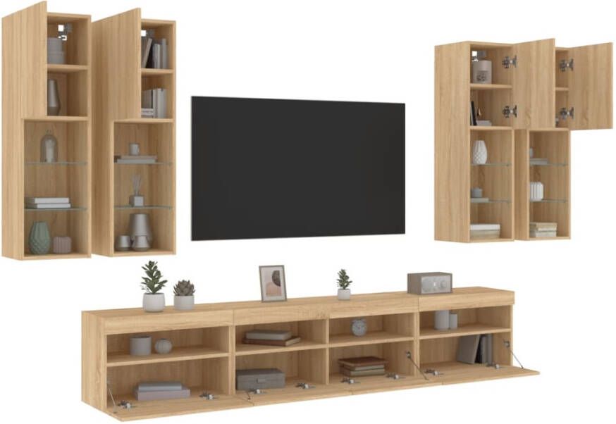 VidaXL -7-delige-Tv-wandmeubelset-met-LED-verlichting-sonoma-eikenkleur - Foto 4