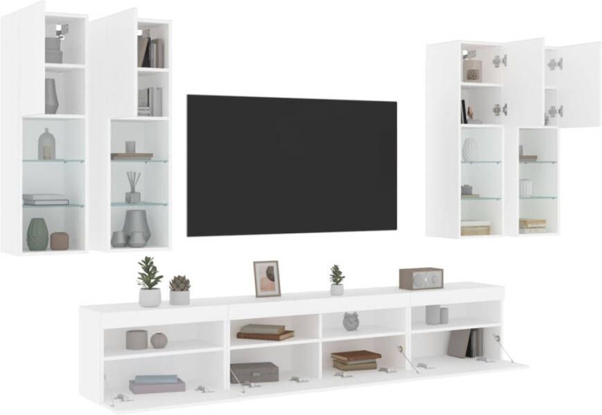 VidaXL -7-delige-Tv-wandmeubelset-met-LED-verlichting-wit - Foto 4