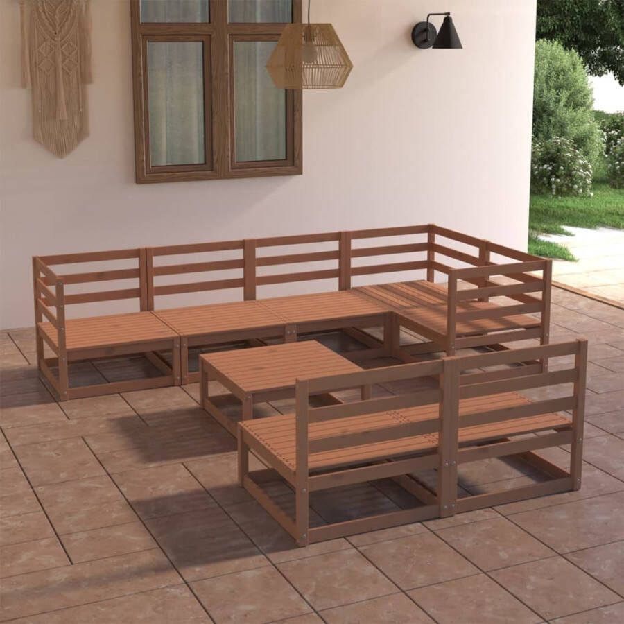VidaXL 8-delige Loungeset massief grenenhout honingbruin - Foto 4