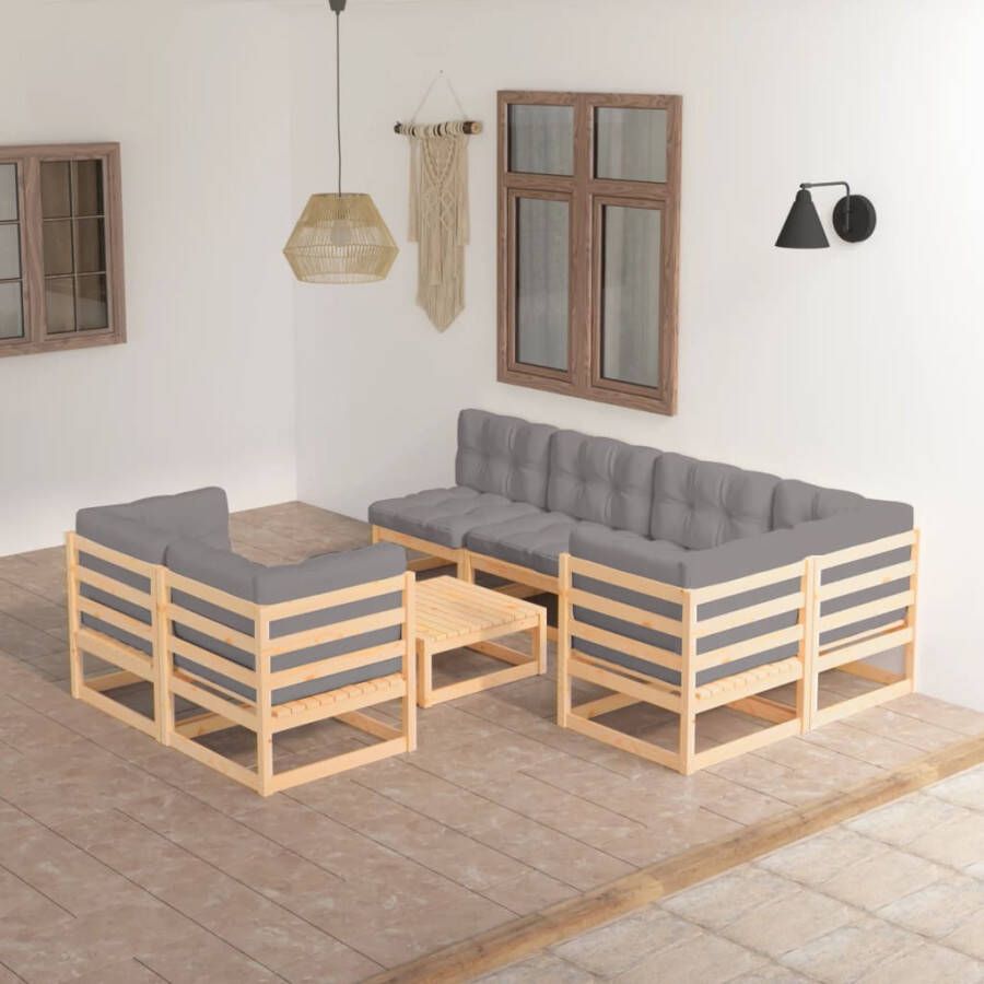 VidaXL 8-delige Loungeset met kussens massief grenenhout - Foto 4