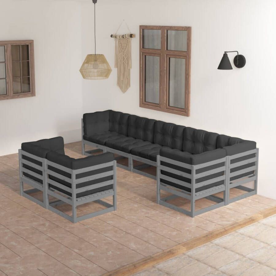 VIDAXL 8-delige Loungeset met kussens massief grenenhout - Foto 4