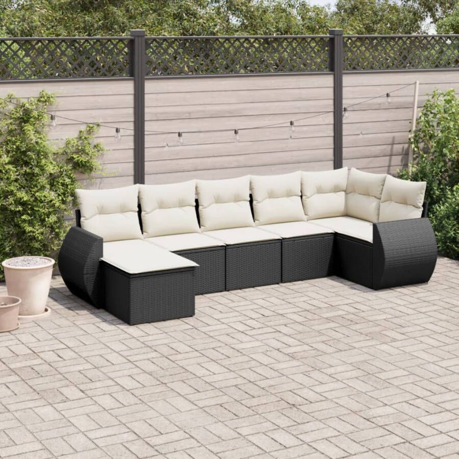 VIDAXL 8-delige Loungeset met kussens poly rattan zwart - Foto 3