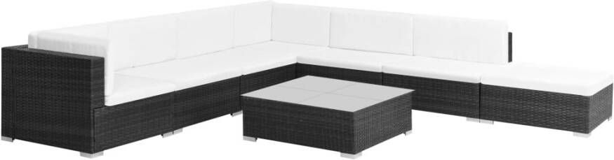 VIDAXL 8-delige Loungeset met kussens poly rattan zwart