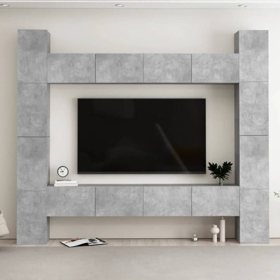 VidaXL -8-delige-Tv-meubelset-bewerkt-hout-betongrijs - Foto 6