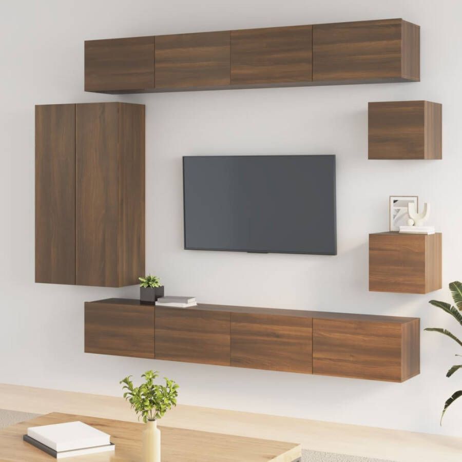 VidaXL -8-delige-Tv-meubelset-bewerkt-hout-bruin-eikenkleur - Foto 2