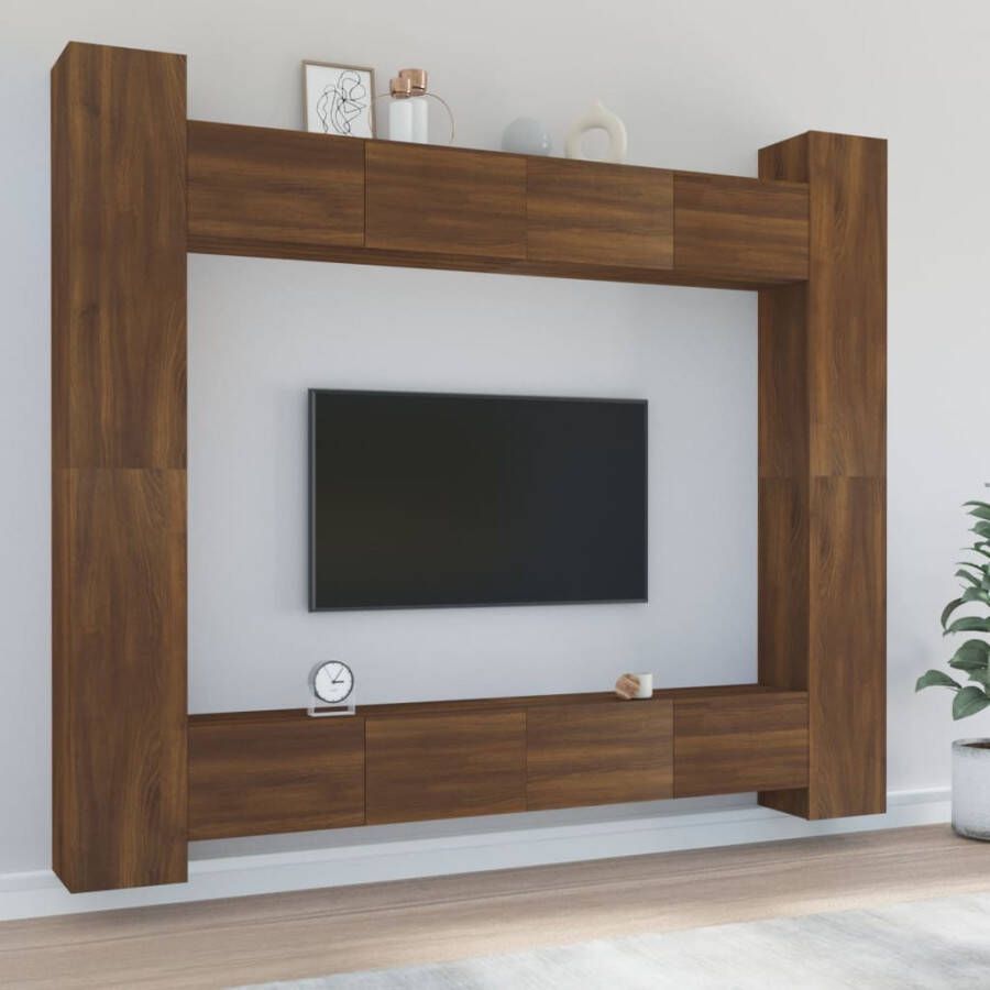 VidaXL 8-delige Tv-meubelset bewerkt hout bruineikenkleurig - Foto 2