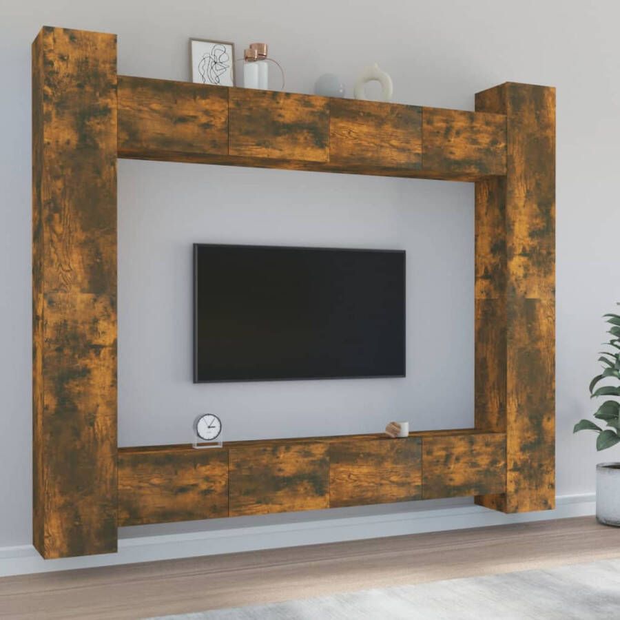 VidaXL -8-delige-Tv-meubelset-bewerkt-hout-gerookt-eikenkleurig - Foto 2