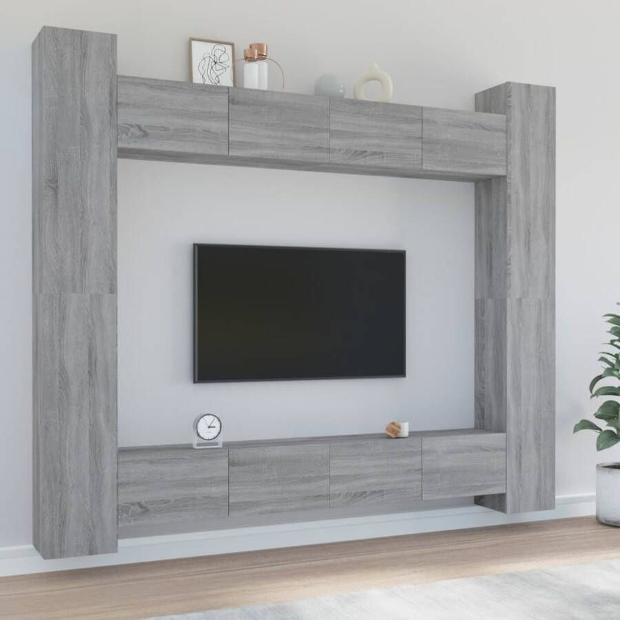 VidaXL -8-delige-Tv-meubelset-bewerkt-hout-grijs-sonoma-eikenkleurig - Foto 2
