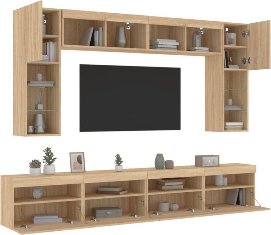 VidaXL -8-delige-Tv-wandmeubelset-met-LED-verlichting-sonoma-eikenkleur - Foto 4