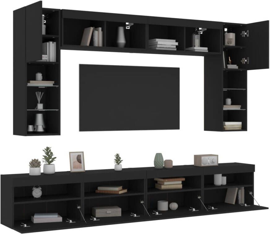 VidaXL -8-delige-Tv-wandmeubelset-met-LED-verlichting-zwart - Foto 4