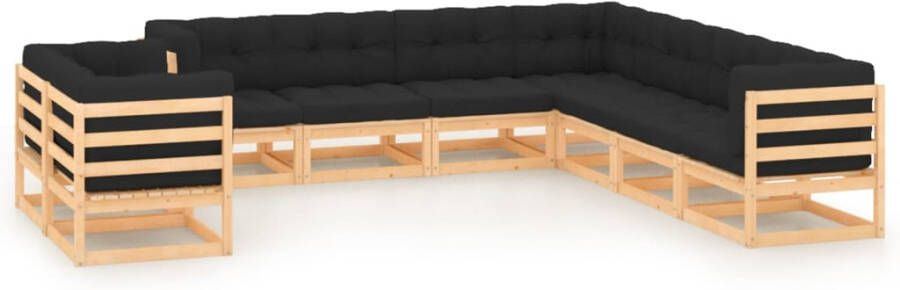 VIDAXL 9-delige Loungeset met antracietkleurige kussens grenenhout - Foto 3