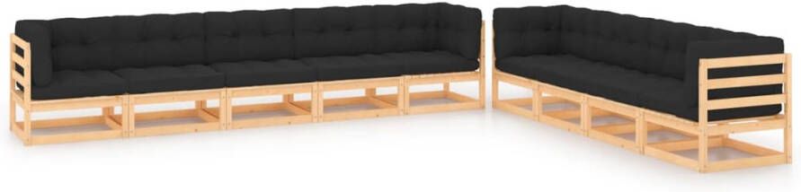 VidaXL 9-delige Loungeset met antracietkleurige kussens grenenhout - Foto 4