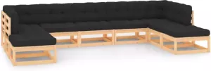 VIDAXL 9-delige Loungeset met antracietkleurige kussens grenenhout