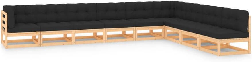 VidaXL 9-delige Loungeset met antracietkleurige kussens grenenhout - Foto 3