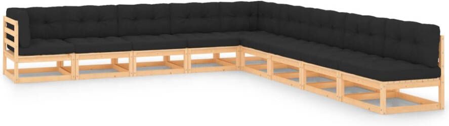 VidaXL 9-delige Loungeset met antracietkleurige kussens grenenhout - Foto 3