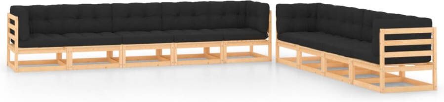 VidaXL 9-delige Loungeset met antracietkleurige kussens grenenhout - Foto 4
