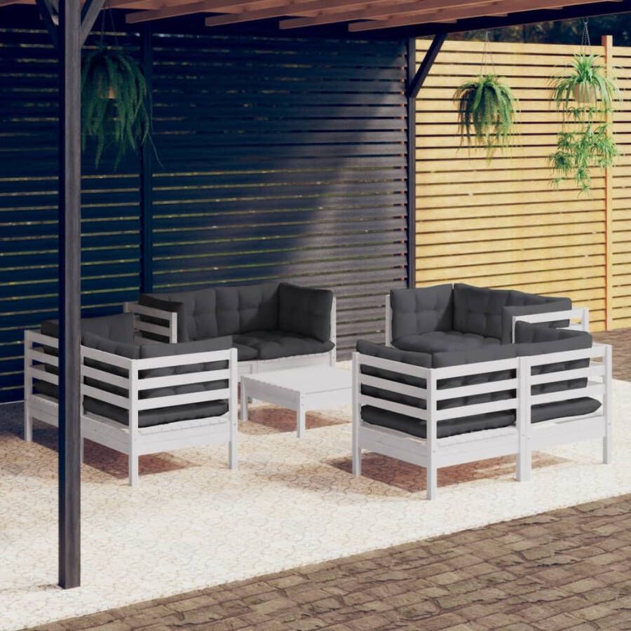 VidaXL 9-delige Loungeset met antracietkleurige kussens grenenhout - Foto 3
