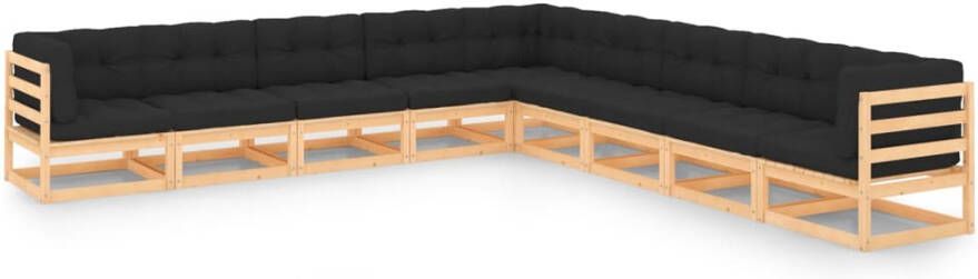 VidaXL 9-delige Loungeset met kussens massief grenenhout - Foto 3