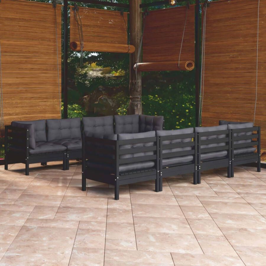 VIDAXL 9-delige Loungeset met kussens massief grenenhout - Foto 3