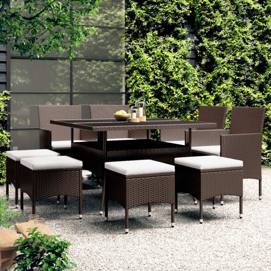 VIDAXL 9-delige Tuinset poly rattan bruin - Foto 4