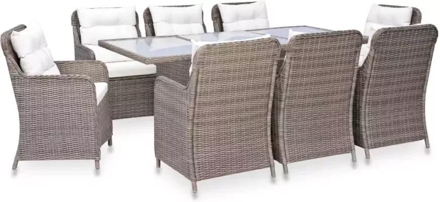 VidaXL 9-delige Tuinset poly rattan bruin - Foto 4