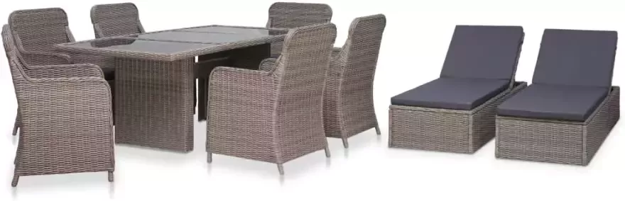 VidaXL 9-delige Tuinset poly rattan bruin - Foto 4