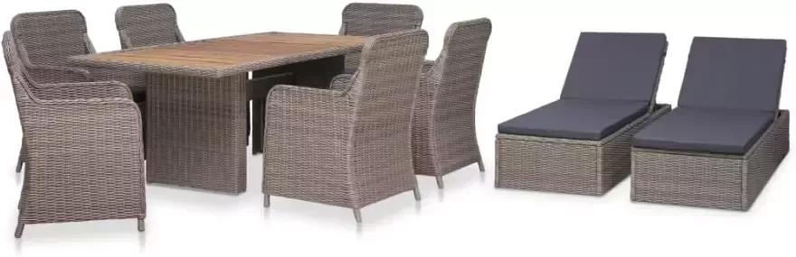 VidaXL 9-delige Tuinset poly rattan bruin - Foto 4