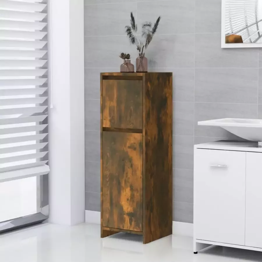 VIDAXL Badkamerkast 30x30x95 cm bewerkt hout gerookt eikenkleurig - Foto 4