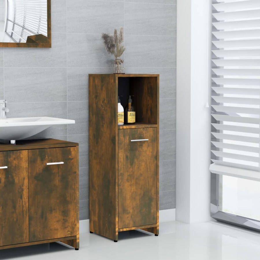 VIDAXL Badkamerkast 30x30x95 cm bewerkt hout gerookt eikenkleurig - Foto 4