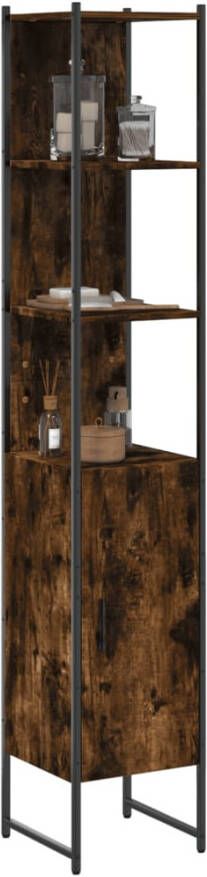 VIDAXL Badkamerkast 33x33x185 5 cm bewerkt hout gerookt eikenkleurig