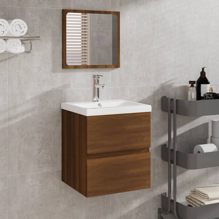 VIDAXL Badkamerkast met spiegel bewerkt hout bruineikenkleurig