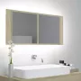 VidaXL Badkamerkast met spiegel en LED 100x12x45 cm sonoma eikenkleur - Thumbnail 1