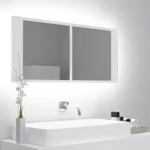 VIDAXL Badkamerkast met spiegel en LED 100x12x45 cm acryl wit