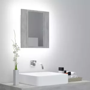VIDAXL Badkamerkast met spiegel en LED 40x12x45 cm acryl betongrijs