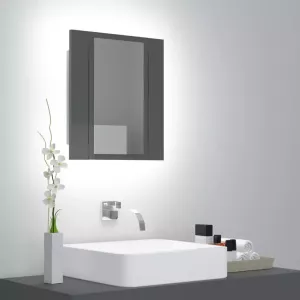VIDAXL Badkamerkast met spiegel en LED 40x12x45 acryl hoogglans grijs