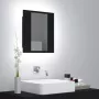VIDAXL Badkamerkast met spiegel en LED 40x12x45 cm acryl zwart - Thumbnail 1