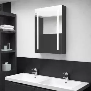 VIDAXL Badkamerkast met spiegel en LED 50x13x70 cm glanzend zwart