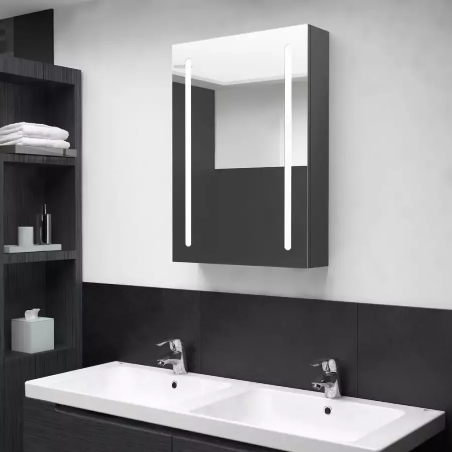 VIDAXL Badkamerkast met spiegel en LED 50x13x70 cm grijs - Foto 3
