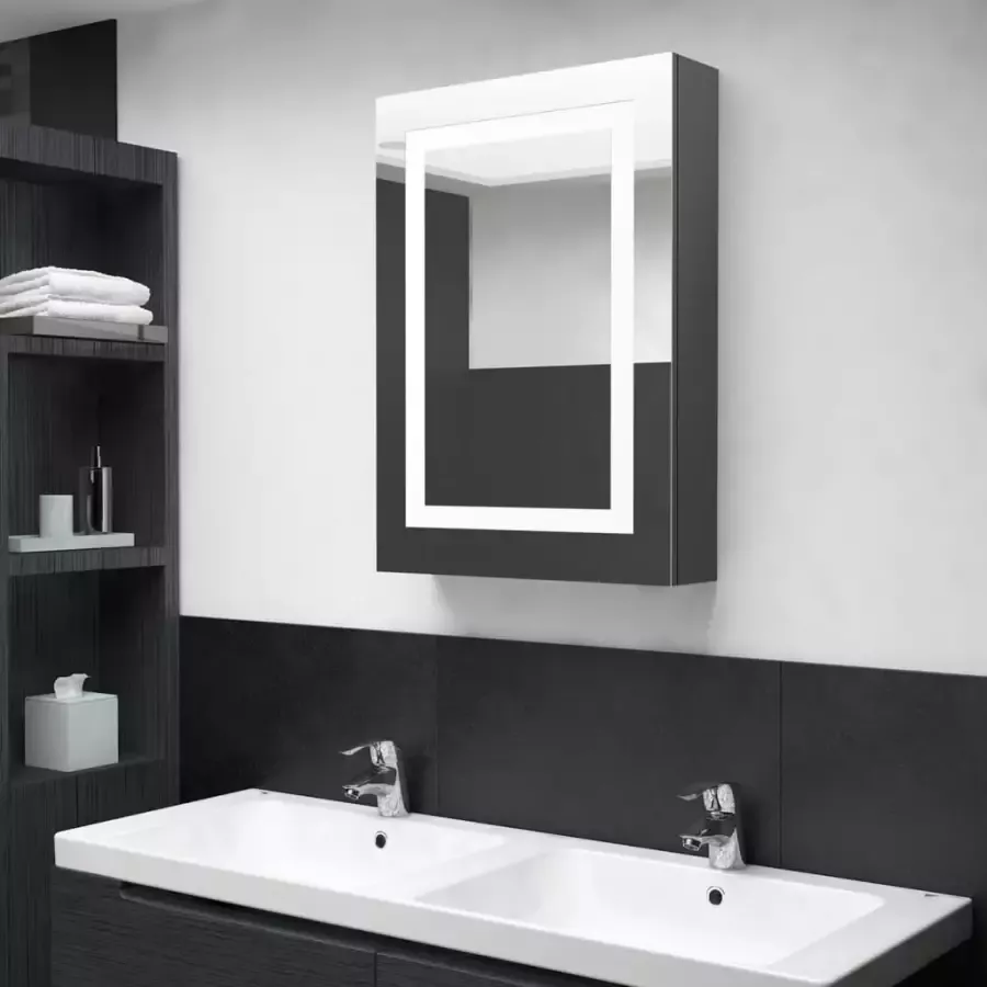 VIDAXL Badkamerkast met spiegel en LED 50x13x70 cm grijs - Foto 4