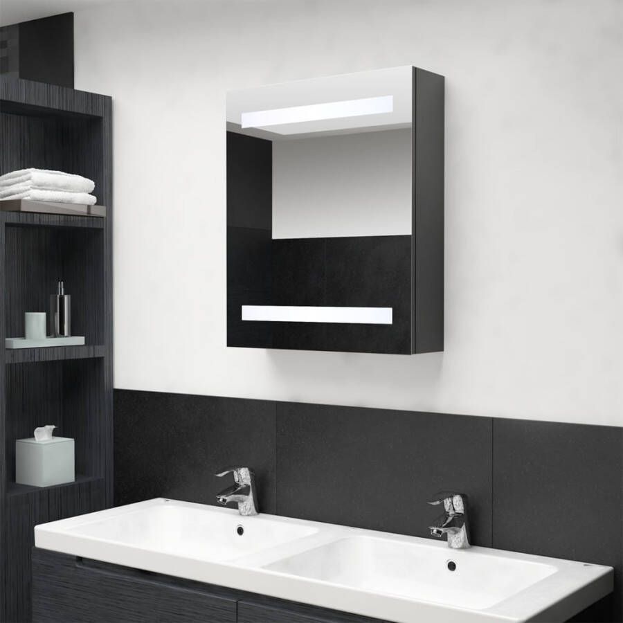 VIDAXL Badkamerkast met spiegel en LED 50x14x60 cm grijs