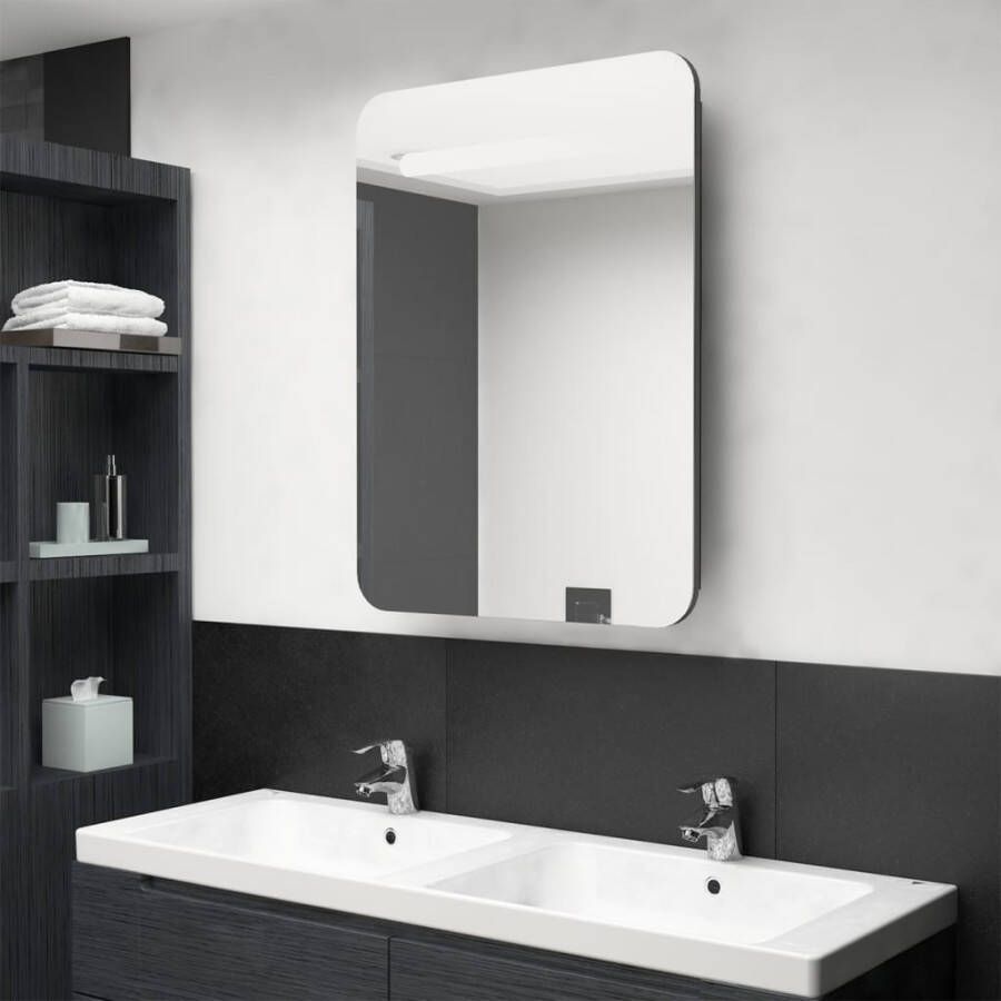 VIDAXL Badkamerkast met spiegel en LED 60x11x80 cm antracietkleurig - Foto 1