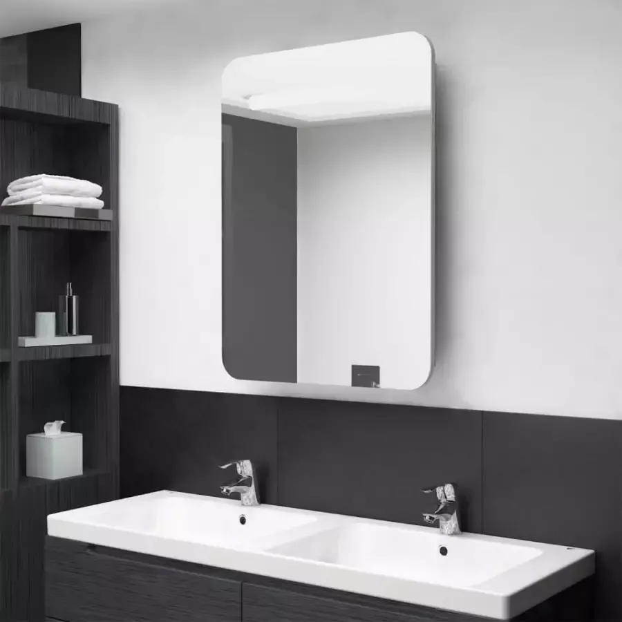VIDAXL Badkamerkast met spiegel en LED 60x11x80 cm betongrijs