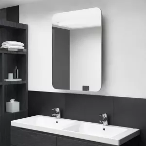 VidaXL Badkamerkast met spiegel en LED 60x11x80 cm betongrijs