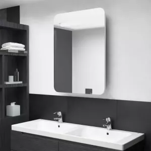 VIDAXL Badkamerkast met spiegel en LED 60x11x80 cm glanzend wit
