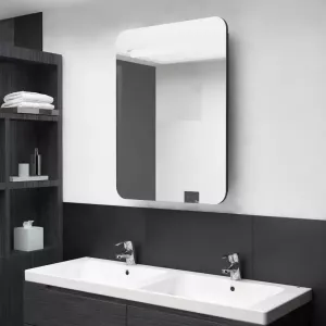 VIDAXL Badkamerkast met spiegel en LED 60x11x80 cm zwart
