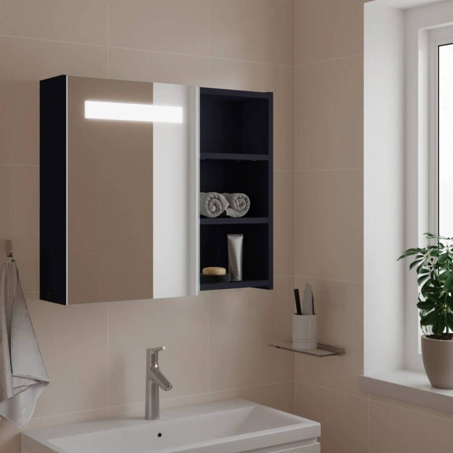 VIDAXL Badkamerkast met spiegel en LED 60x13x52 cm grijs - Foto 2