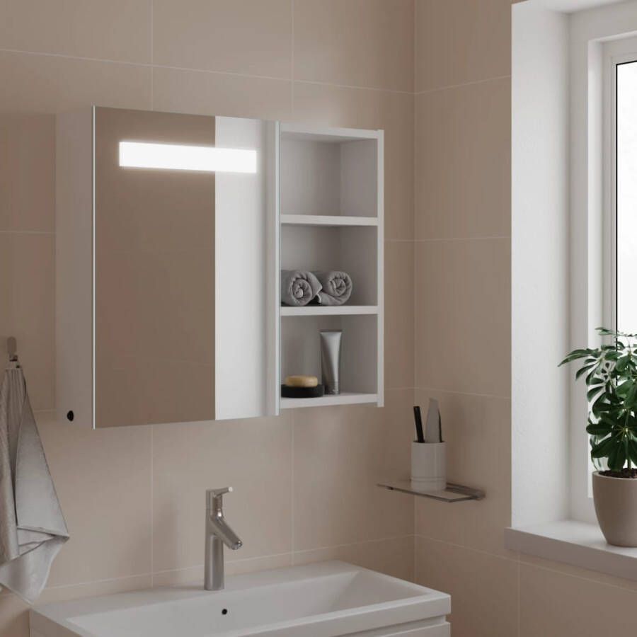 VIDAXL Badkamerkast met spiegel en LED 60x13x52 cm wit